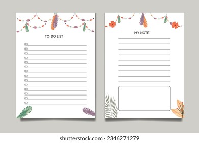 Notebook template with flower and navajo style