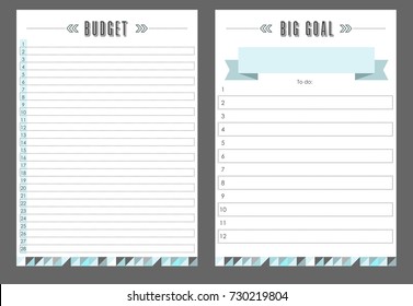 Notebook template, Habits big goal, vector