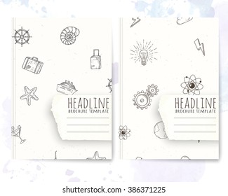Notebook template with hand drawn cover. Vector editable notebook cover.