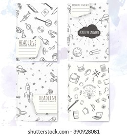 Notebook template with hand drawn education doodles. Vector editable notebook cover.