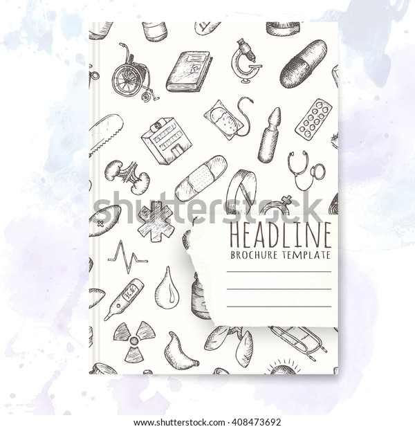 Notebook Template Hand Drawn Medical Doodles Stock Vector (Royalty Free
