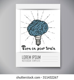 Notebook template. Idea cover. Hand drawn.