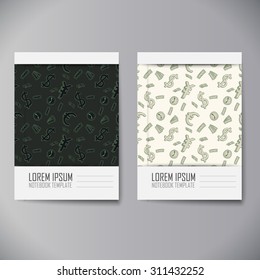 Notebook template. Money cover. Hand drawn.