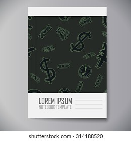 Notebook template. Money cover. Hand drawn.