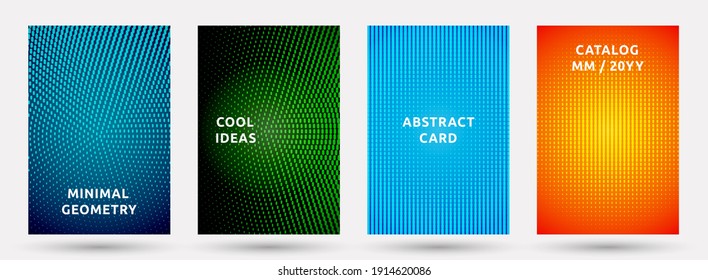 Notebook templates vector collection. Abstract halftone pattern covers. Noise halftone texture front pages geometric design. Gradient backgrounds cover page layouts. Nise dots texture backdrops.