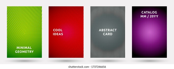 Notebook templates vector collection. Cool halftone brochure covers. Dots halftone texture title pages geometric design. Gradient backgrounds cover page layouts. Nise dots texture composition.