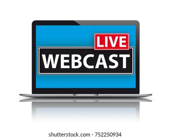 Notebook with text Live Webcast on the screen. Eps 10 vector file. 