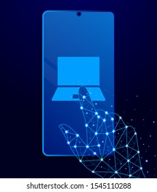 notebook touch phone. Polygon style touch phone vector illustration.
