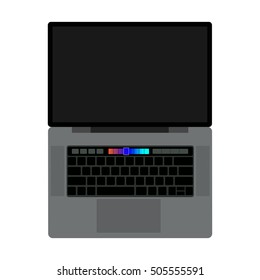 Notebook touchbar panel on white background. Vector illustration