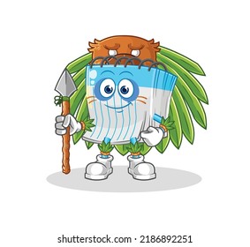 the notebook tribal man mascot. cartoon vector