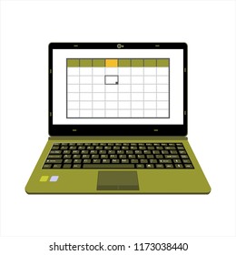 notebook in use for financial table illustration 