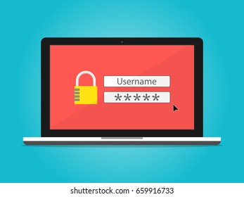 notebook username password login vector