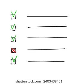 Notebook vector checklist planner bullet point vector hand drawn scribble sketch schedule task work study planner..