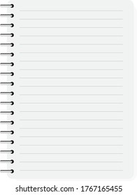 notebook vector closed with soft shadow, metallic white spiral on white background.