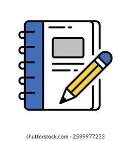 Notebook vector filled outline icon. EPS 10 file