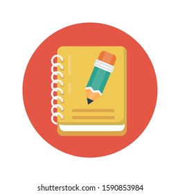 notebook vector flat color line icon 