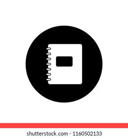 Notebook vector icon, book symbol. Simple, flat design for web or mobile app