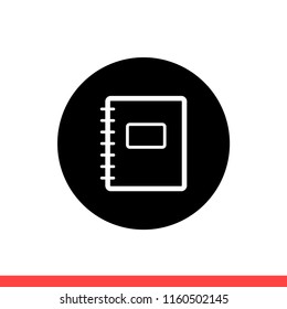 Notebook vector icon, book symbol. Simple, flat design for web or mobile app