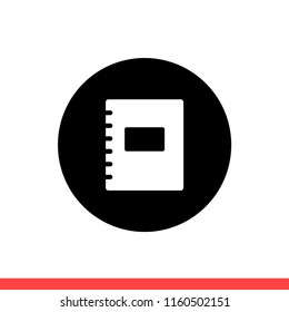 Notebook vector icon, book symbol. Simple, flat design for web or mobile app