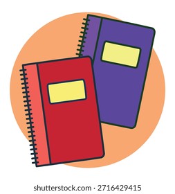 Icono del Vector del cuaderno para la Educación, los útiles escolares, y el diseño del aprendizaje