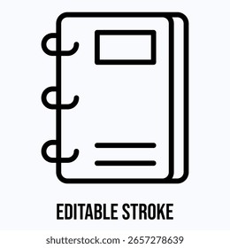 Notebook Vector Icon, Isolated Vector Lineal Style Icon, Editable Stroke.