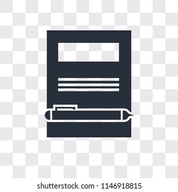 Notebook vector icon isolated on transparent background, Notebook logo concept