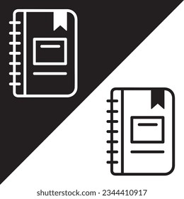 Notebook Vector Icon, Lineal style, isolated on Black and white Background.