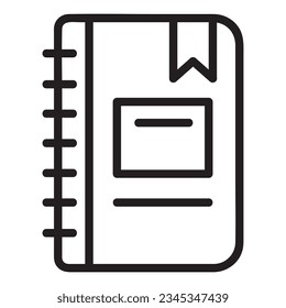 Notebook Vector Icon, Lineal style, isolated on Black and white Background.