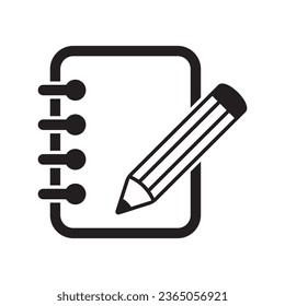 Notebook vector icon. Icon of notes. Notepad sign. 