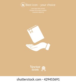 notebook vector icon on hand 