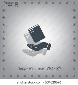 notebook vector icon on hand 