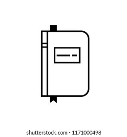 Notebook vector icon on white background. School and university study concept. Diary, book elements. Flat simple line design.