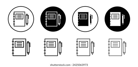 Notebook vector icon set collection. Notebook Outline flat Icon.