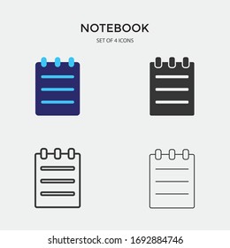 notebook vector icon set note taking book for office and school