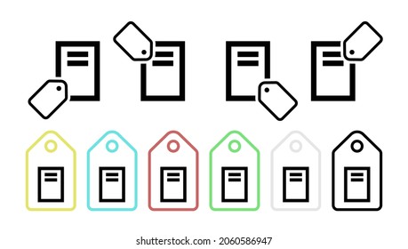 Icono de vector de bloc de notas en la ilustración de conjunto de etiquetas para ui y ux, sitio web o aplicación móvil