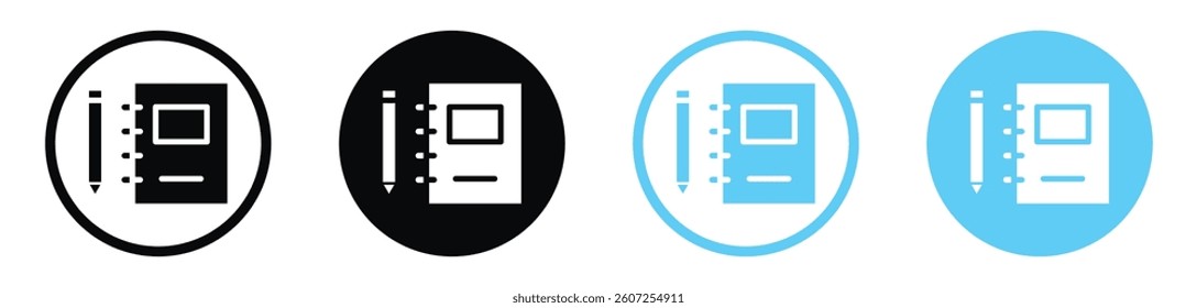 Notebook vector icons in black and blue colors