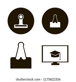 notebook vector icons set. with online education and paper clip in set
