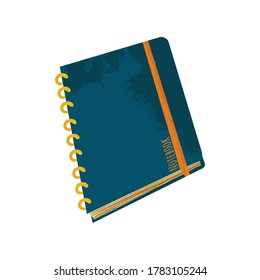 Ilustración vectorial portátil en estilo de dibujos animados planos con textura. Un portátil cerrado de vuelta al concepto escolar aislado en el fondo blanco. Cuaderno. Diseño plano.