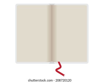 notebook vector illustration with red ribbon and flat design