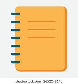 Notebook Vector - Vector illustration of a spiral-bound notebook, ideal for note-taking, education, office supplies, journaling, and planning themes
