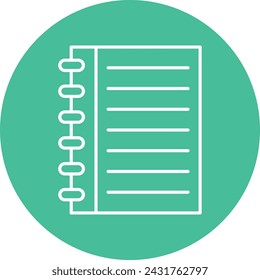 Icono de círculo de línea vectorial de cuaderno