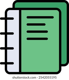 Notebook Vector Line Filled Icon Design