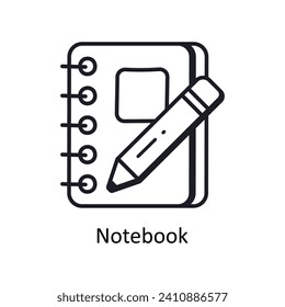 Notebook vector outline doodle Design illustration. Symbol on White background EPS 10 File