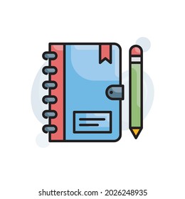 notebook vector outline filled icon style illustration. EPS 10 File