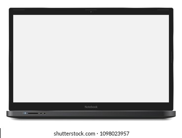 Notebook Vector Realistic Ilustration With Real Size 17.3 Inch 16:9 Screen Easy Pasting Your Screenshot To Computer