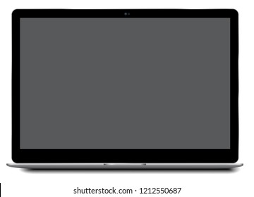 Notebook Vector Realistic Ilustration with real size 13.3 inch 16:10 screen easy pasting your screenshot to computer