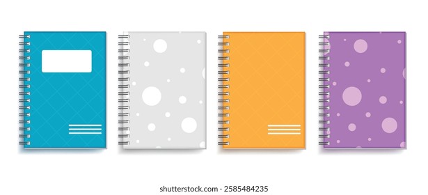 Notebook vector set design. Back to school notebook element isolated for student tools collection. Vector illustration back to school educational objects.
