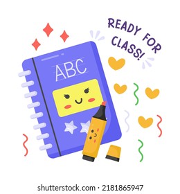 Pegatina vectorial portátil, educación diseño plano simple y moderno aislado sobre fondo blanco.