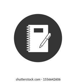 Notebook vector white icon on gray