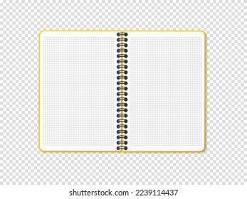 A notebook with a vertical spring. Notepad in a cage grid with a white sheet. Vector illustration